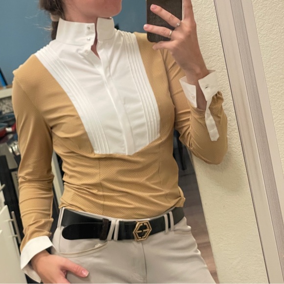 Cavalleria Toscana Tan equestrian show shirt perforated mesh - Picture 15 of 15
